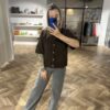 Kurzarm Strickjacke Braun