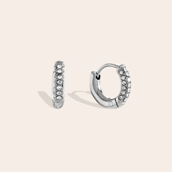 Diamond Hoop Edelstahl Ohrringe Silber