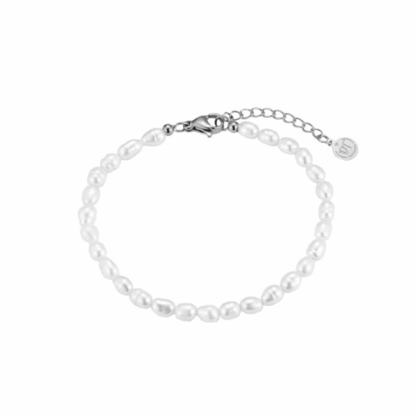 Simple Perlen Edelstahl Armband Silber