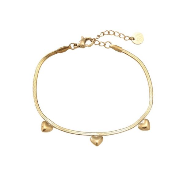 Tri-Heart Edelstahl Armband Gold