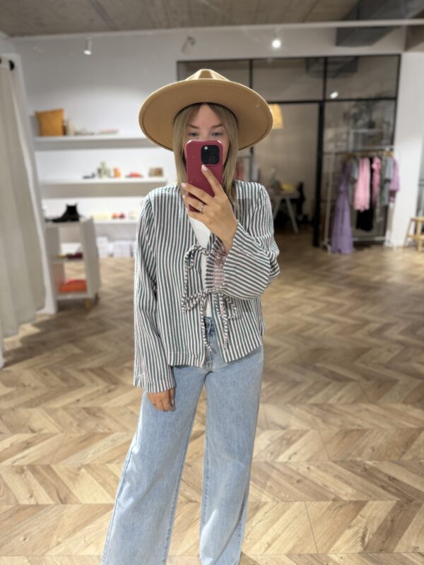 Musselin Bluse Streifen mit Schleifen – Bild 2