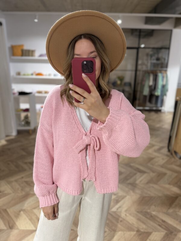 Strickjacke mit Schleife Rosa – Bild 2