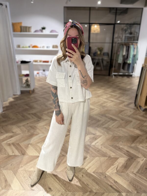 Leinen Bluse Kurzarm