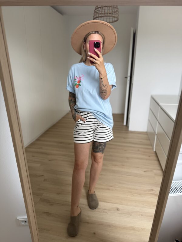 Kurze Stoffhose Gestreift