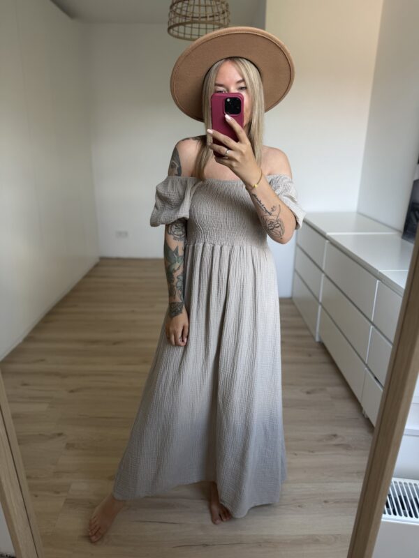 Musselin Kleid mit Puffärmeln – Bild 3