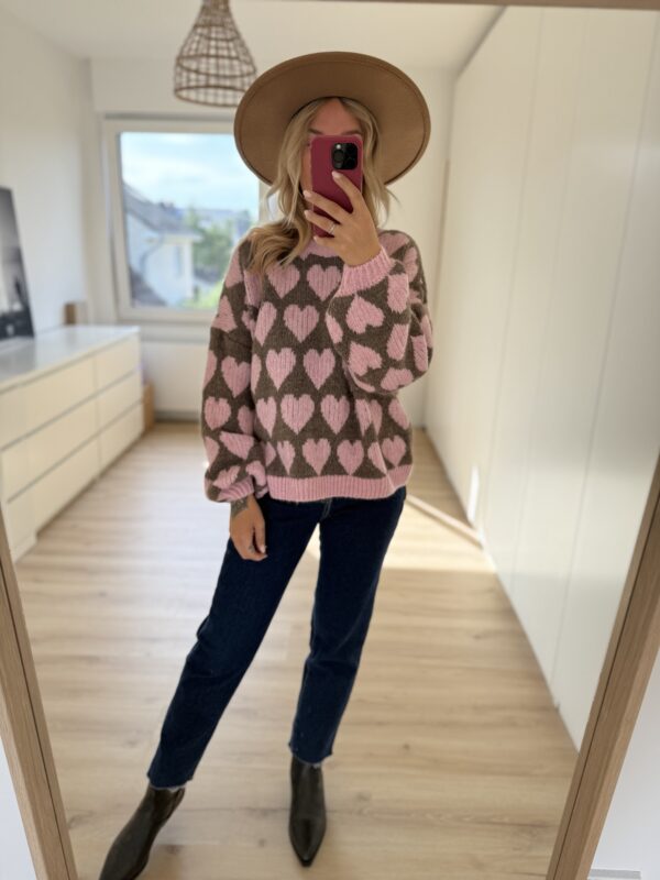 Pullover Heart Braun/Rosa – Bild 2