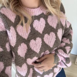 Pullover Heart Braun/Rosa