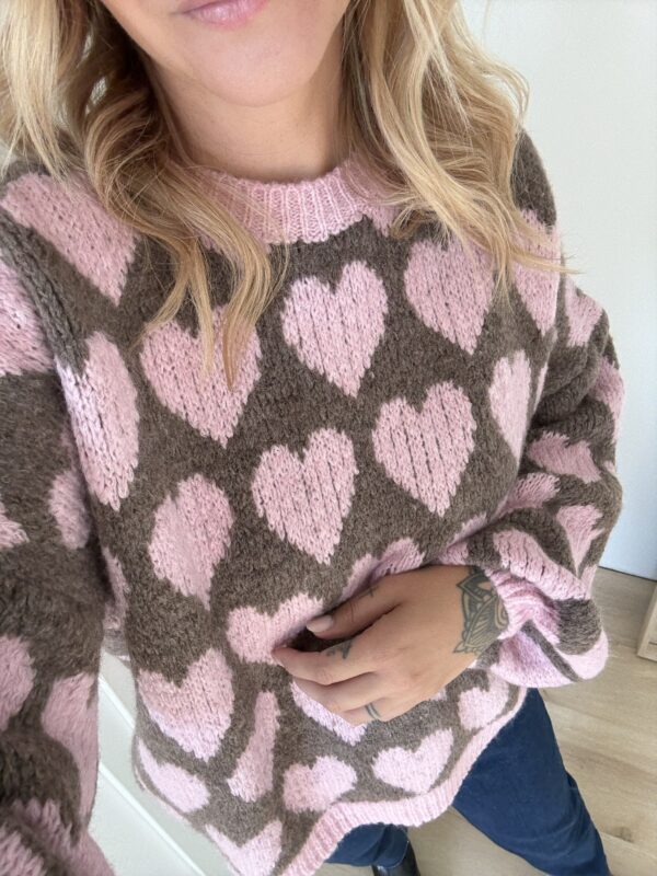 Pullover Heart Braun/Rosa