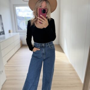 Wide Leg Mittel Blau